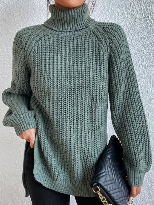 Mireille women’s knit turtleneck sweater with high collar – elegant winter knitwear piece
