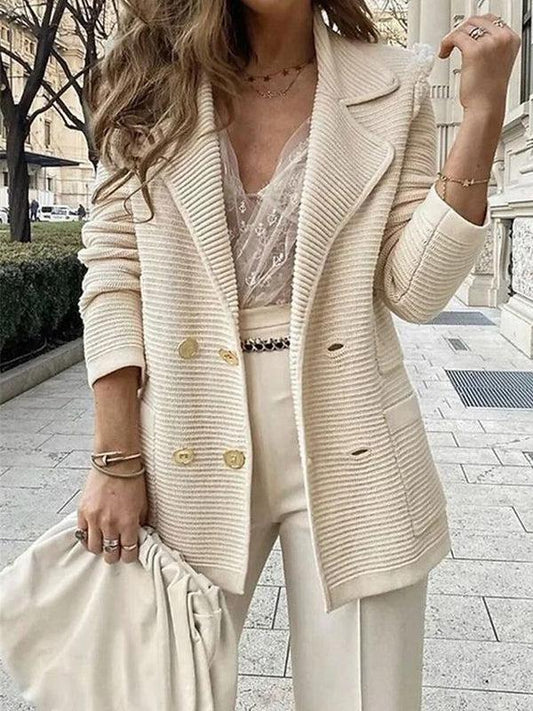 Women’s knit blazer cardigan in soft fabric – Marisse semi-fitted design