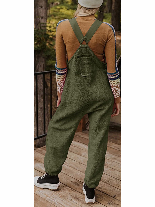 Oba women’s fleece-style jumpsuit with zip pockets and tailored fit