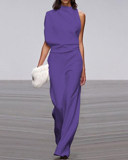 Elina women’s elegant high-neck jumpsuit with long sleeves and refined tailoring
