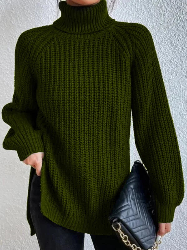 Mireille women’s knit turtleneck sweater with high collar – elegant winter knitwear piece
