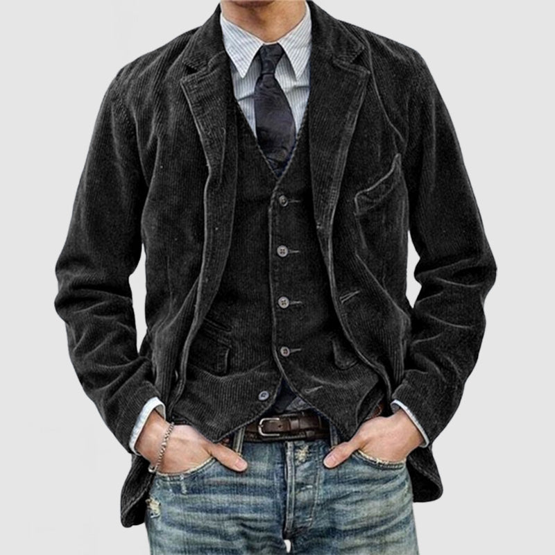 Julian men’s structured blazer with layered inner vest design, tailored and versatile style
