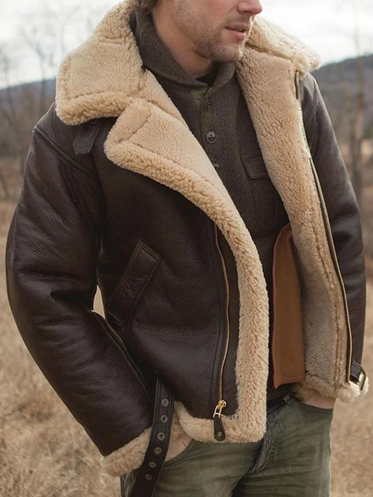 Marlo men’s leather-look jacket with soft fleece lining and structured design