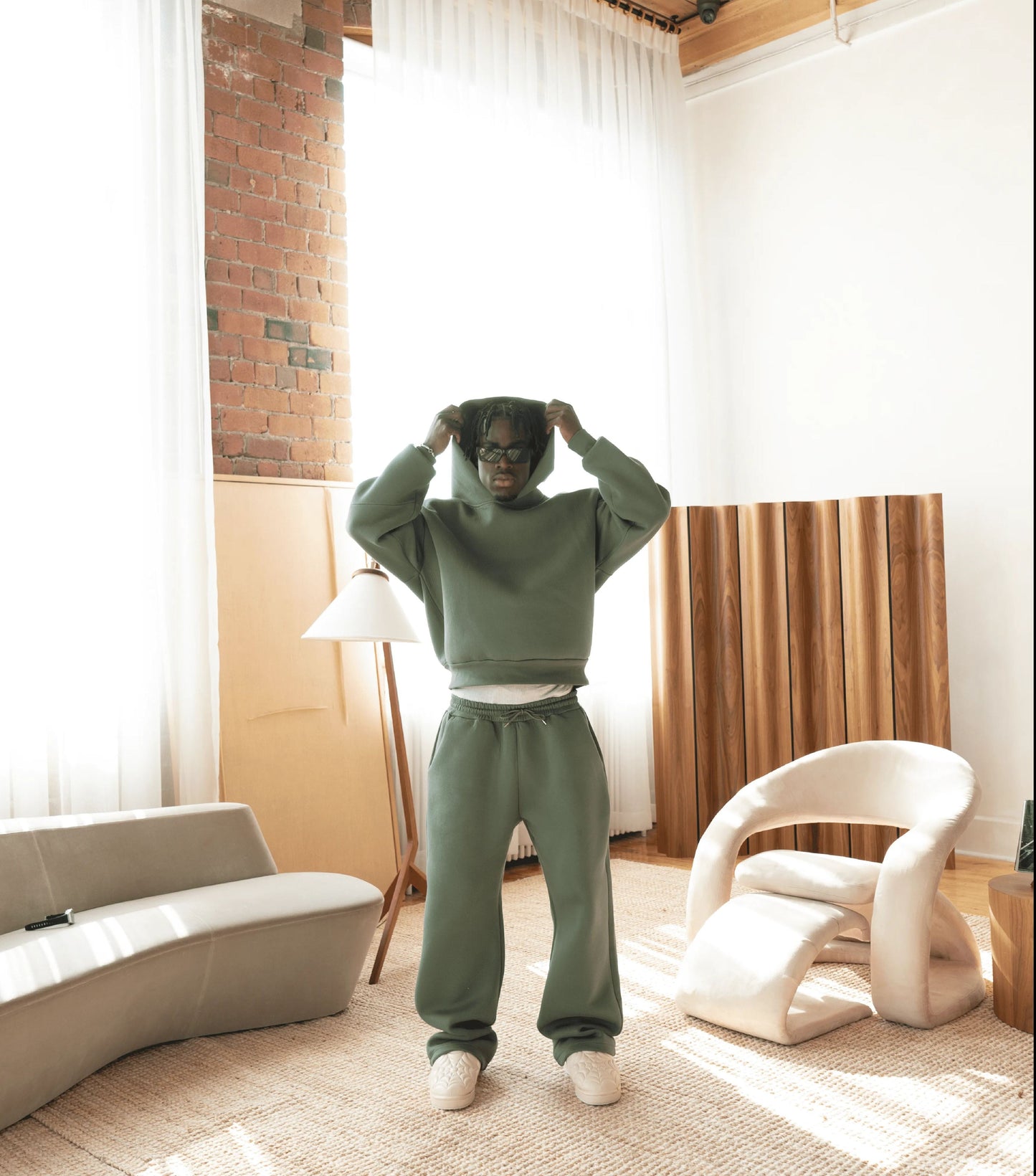 Ezra men's monochrome tracksuit set with a modern, fitted design and soft fabric.