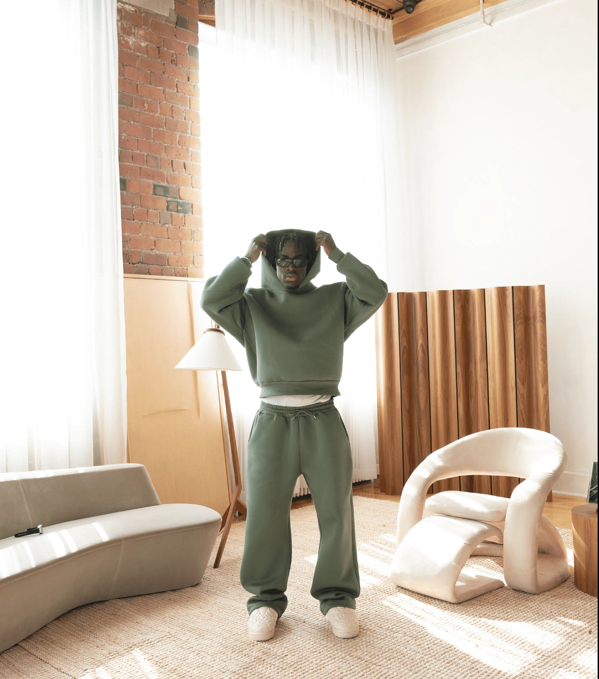 Ezra men's monochrome tracksuit set with a modern, fitted design and soft fabric.