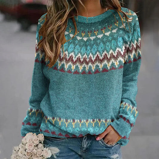 Maris women’s sweater with retro wave pattern and relaxed fit, stylish and expressive design