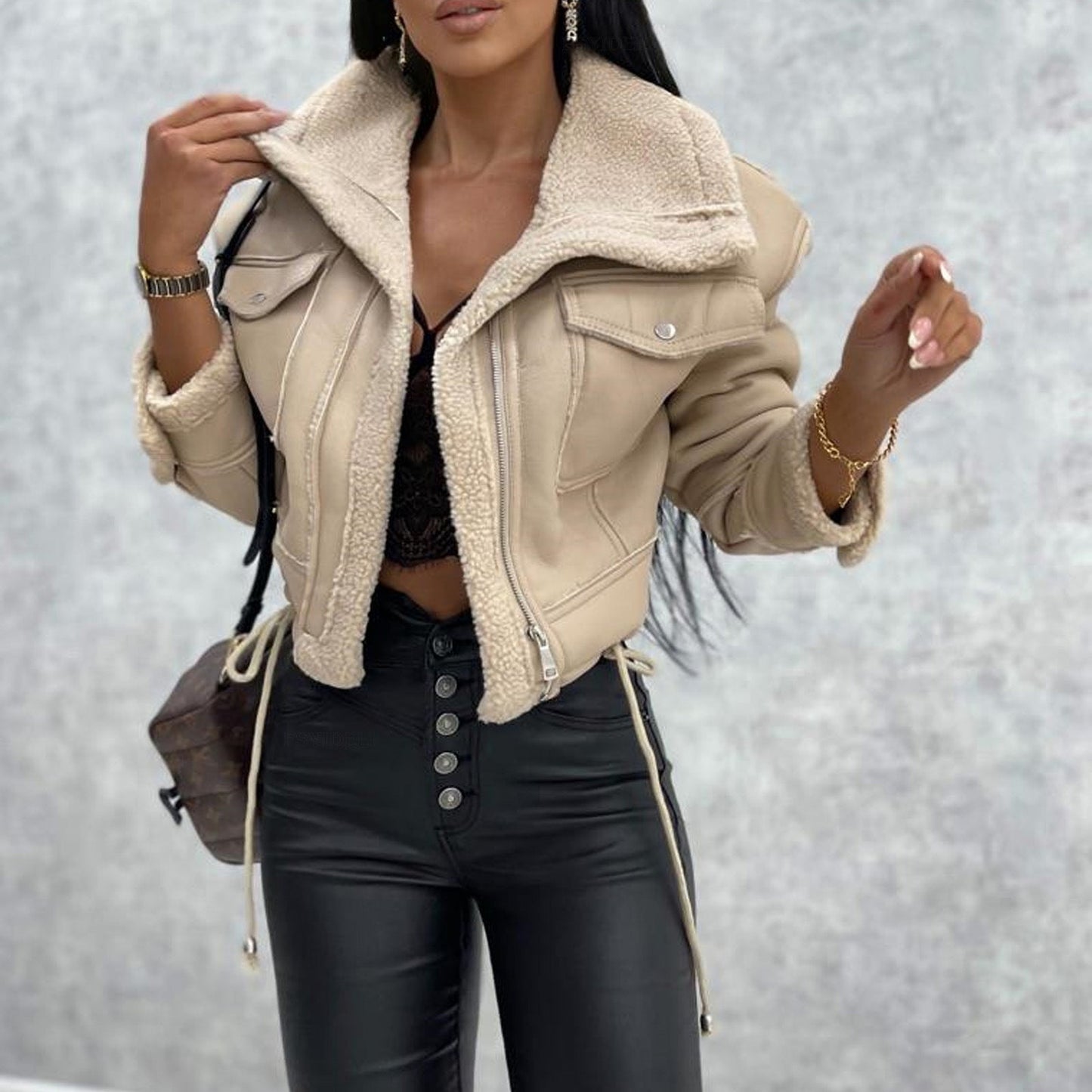 Briony zip-up short coat with modern design and elegant fit in high-quality fabric
