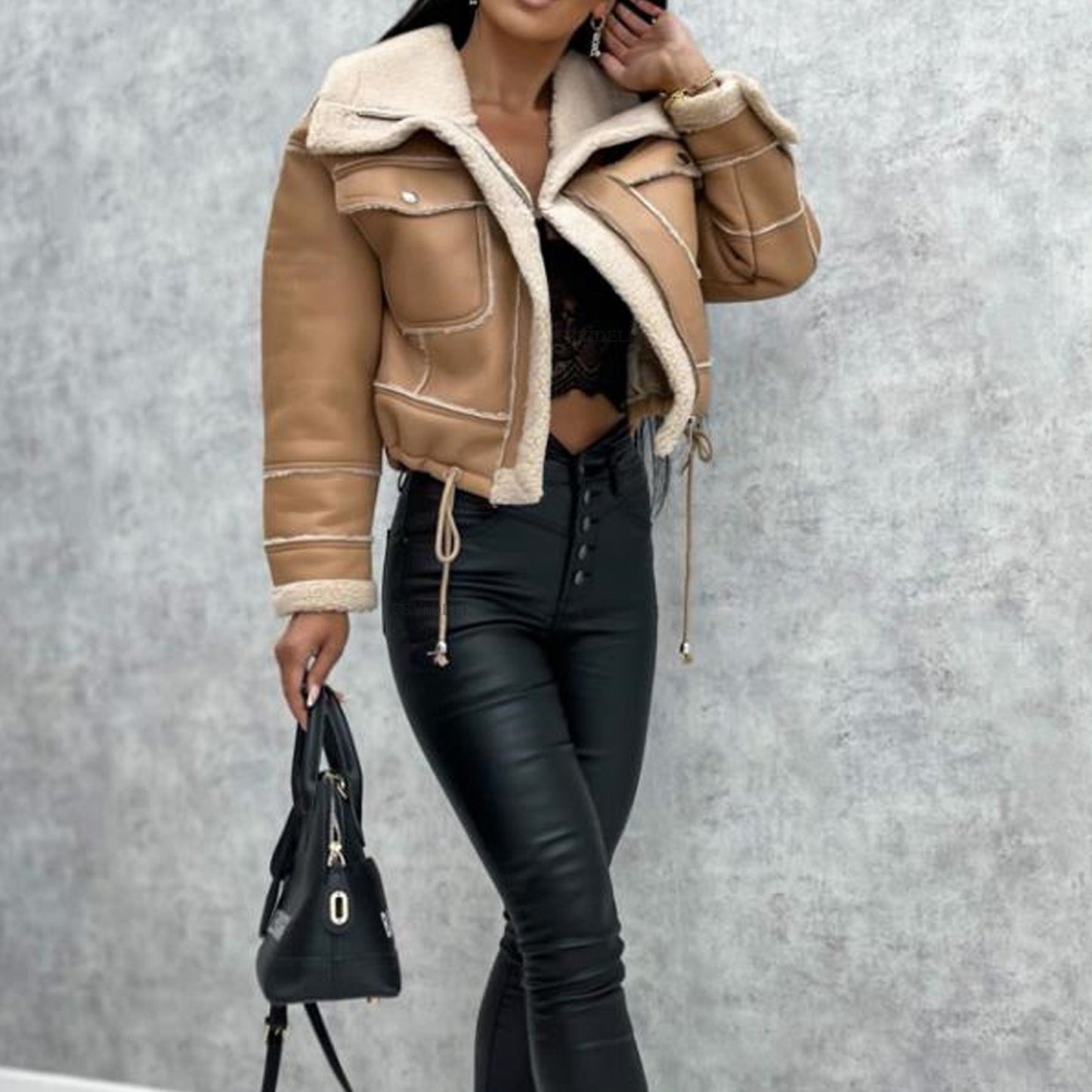 Briony zip-up short coat with modern design and elegant fit in high-quality fabric