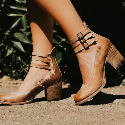 Amara women's elegant heels with a triple strap design and a sleek, modern silhouette.