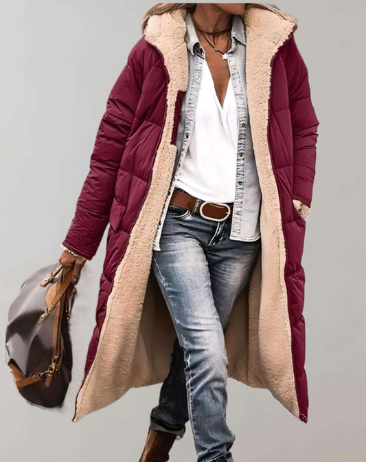 Verina women’s long winter coat with soft fleece lining – elegant outerwear for cold days