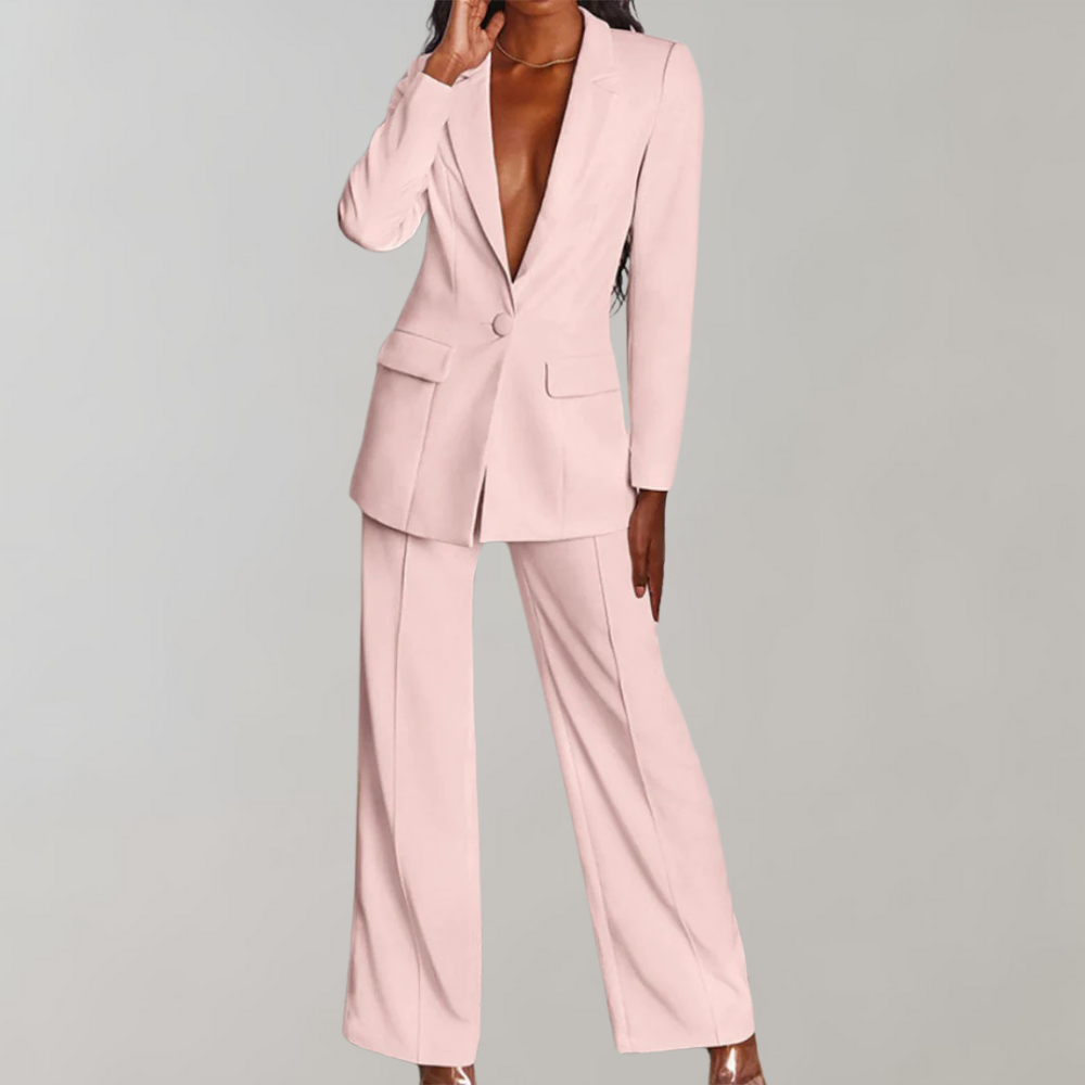 Gretel women’s elegant two-piece set with tailored blazer and pants for professional and evening looks