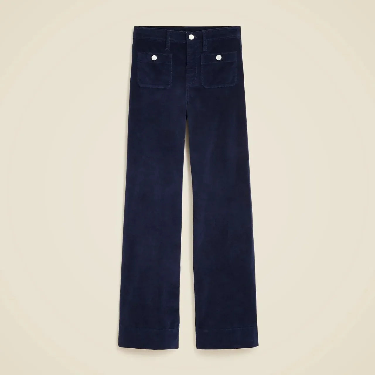 Women’s wide-leg denim jeans with nautical buttons – high waist and flared cut