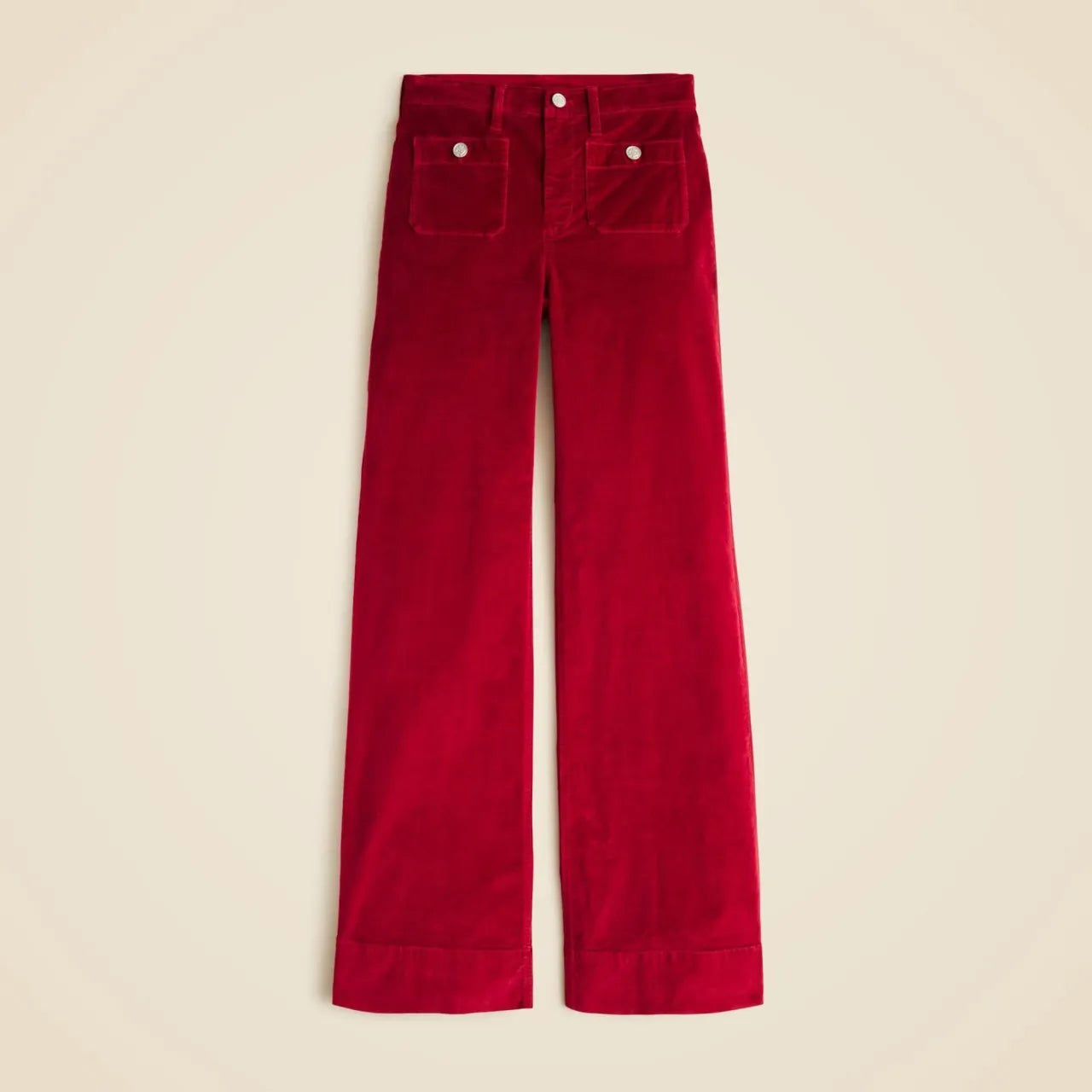 Women’s wide-leg denim jeans with nautical buttons – high waist and flared cut