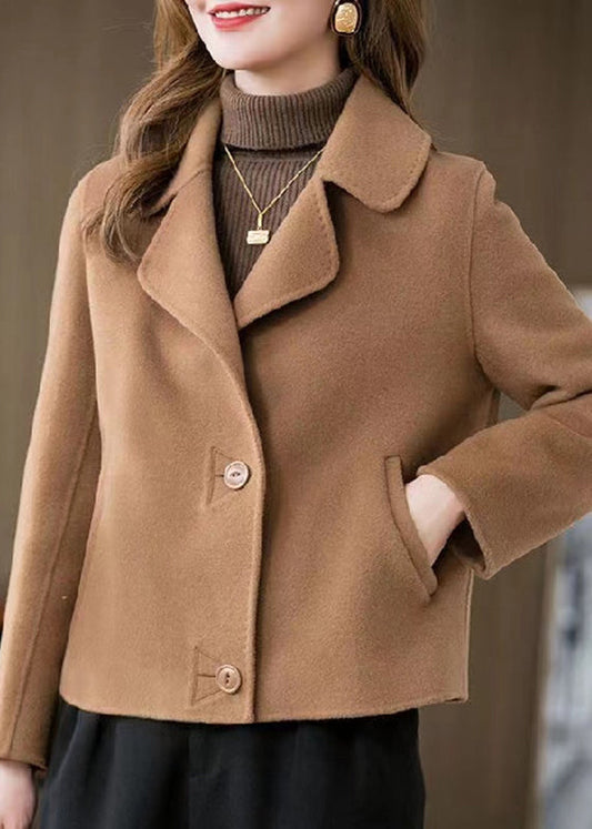 Maureen women’s short wool-style coat with Peter Pan retro collar – autumn winter outerwear