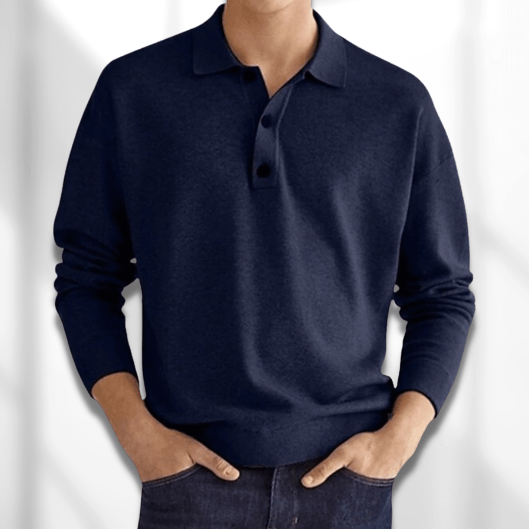 Luciano men’s polo shirt with tailored fit and buttoned collar, casual and refined style
