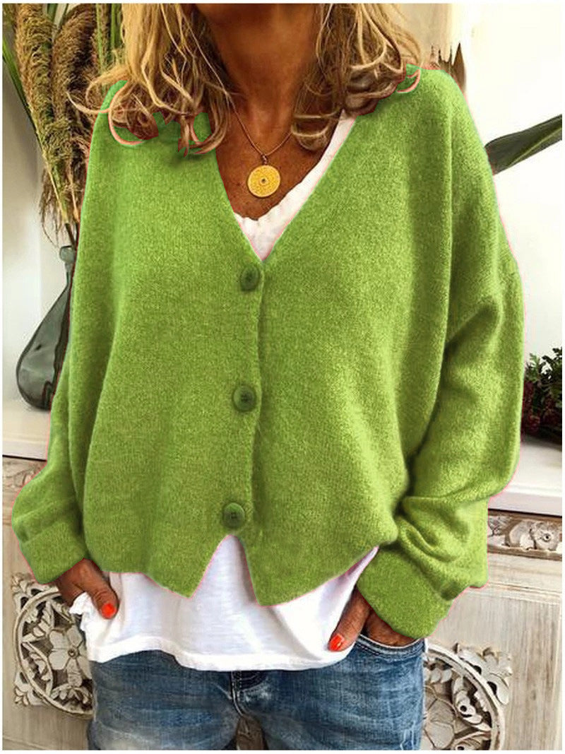 Livia women’s cropped knit sweater with button-front design and tailored silhouette, elegant and versatile
