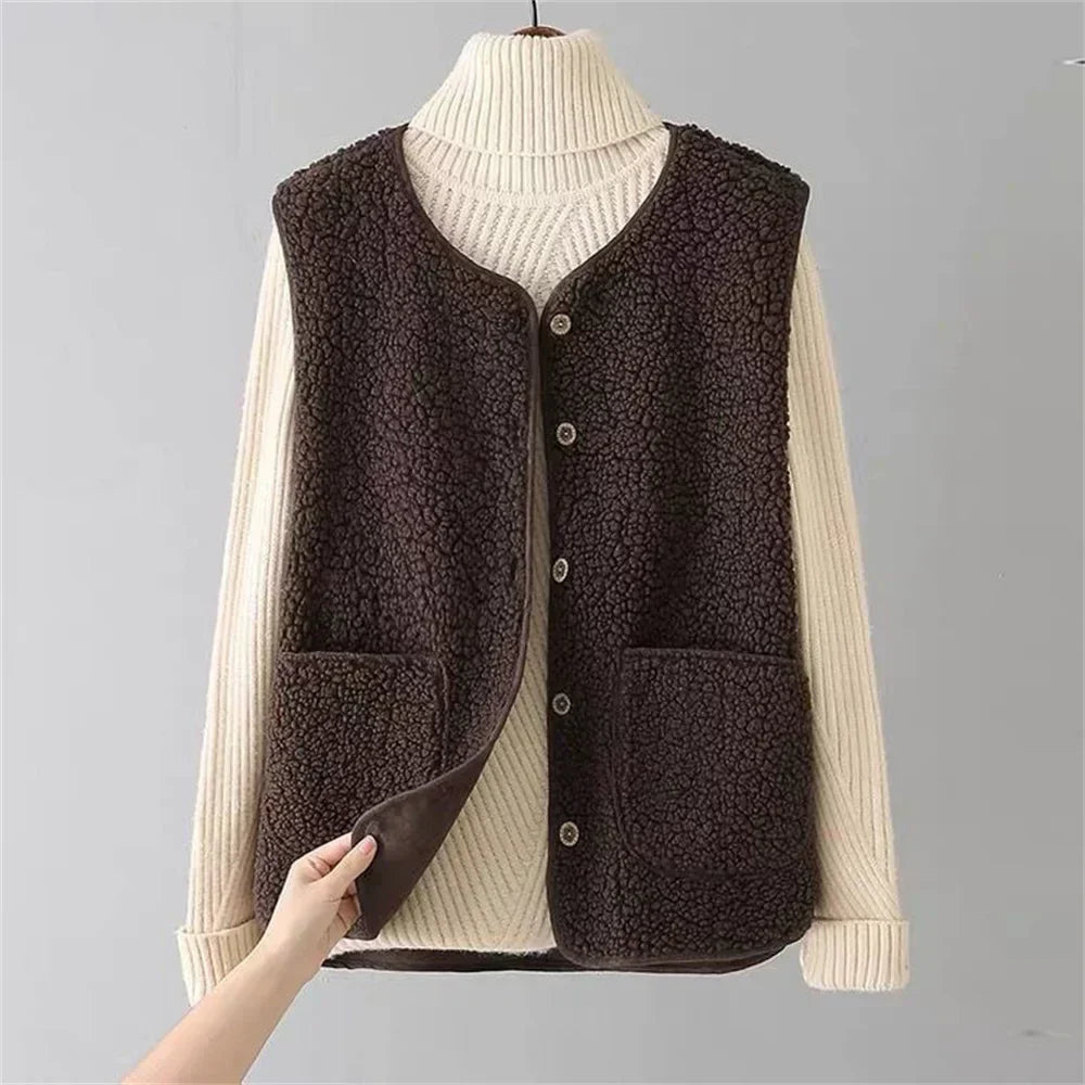 Meriel women’s fleece vest with soft cozy fabric – casual outerwear for winter