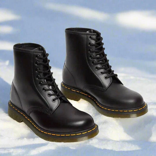 Ethan unisex faux leather boots with structured design and sturdy sole, versatile everyday footwear