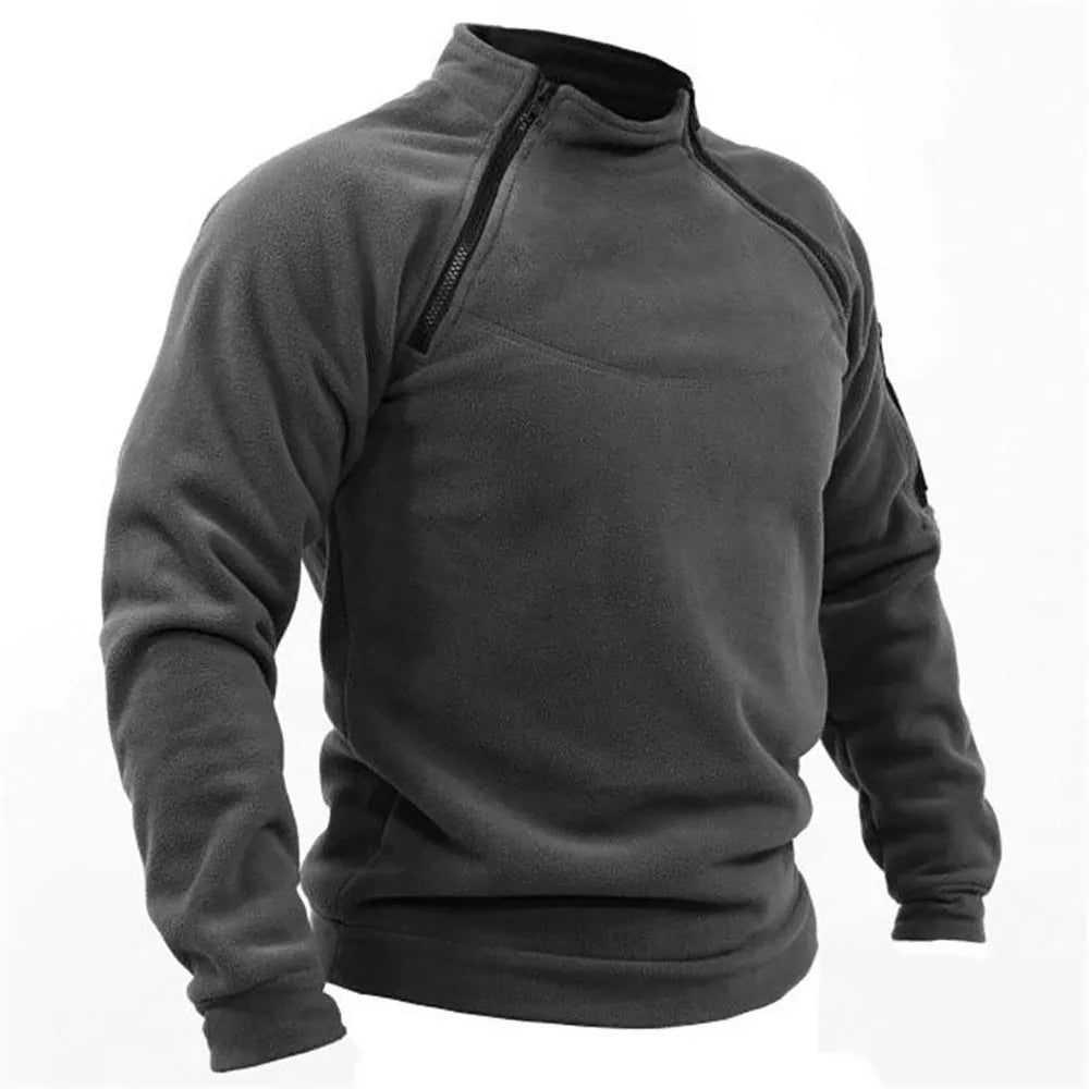 Dorian men’s pullover with high neck and partial zip, functional and casual style