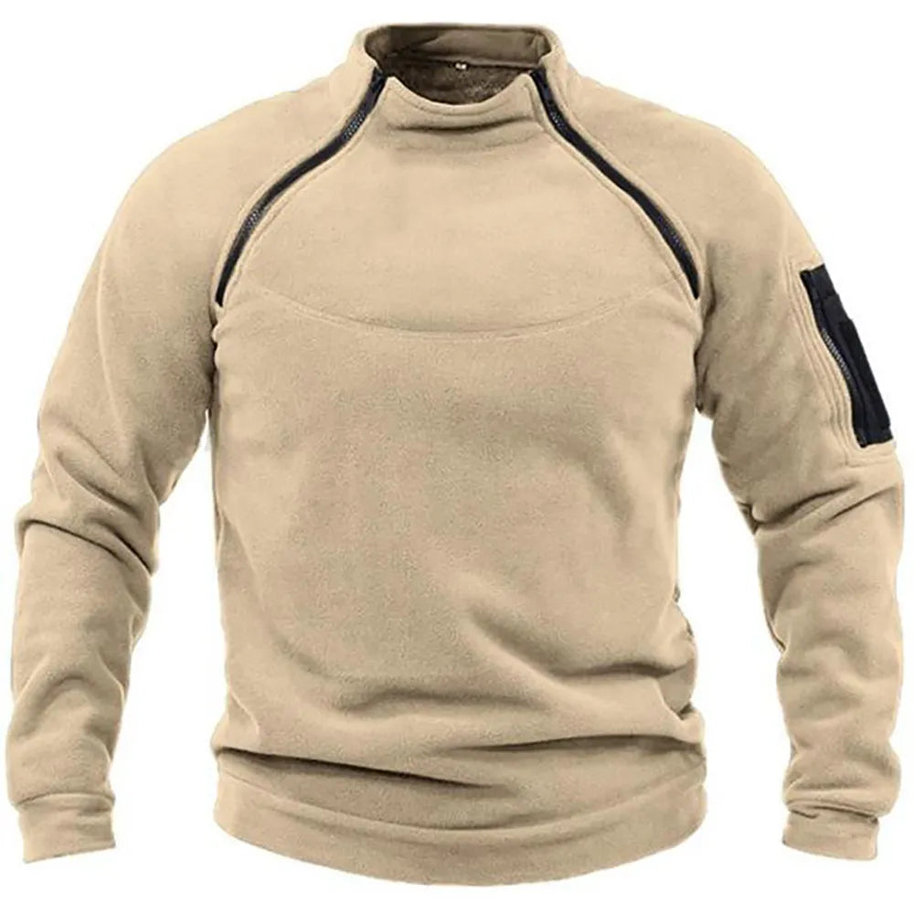 Dorian men’s pullover with high neck and partial zip, functional and casual style