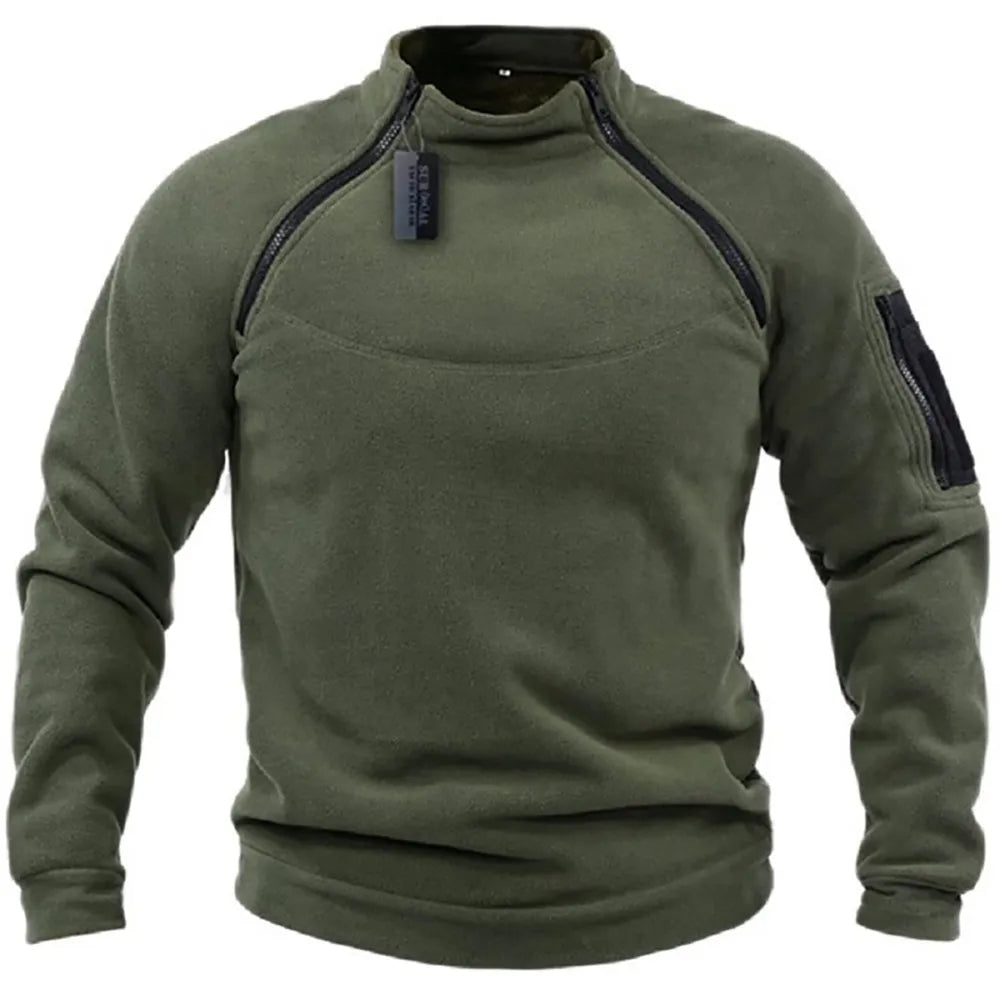 Dorian men’s pullover with high neck and partial zip, functional and casual style
