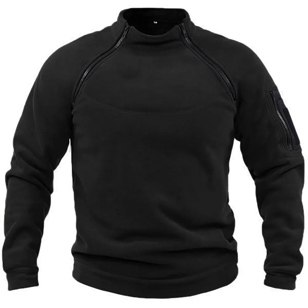 Dorian men’s pullover with high neck and partial zip, functional and casual style