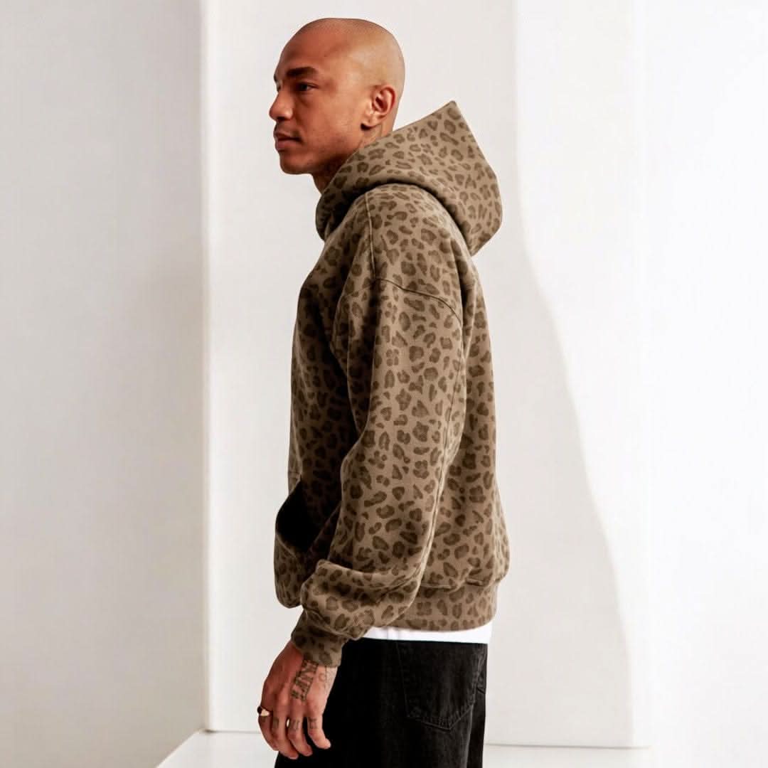 Callen unisex oversized leopard print hoodie with adjustable hood – casual streetwear style