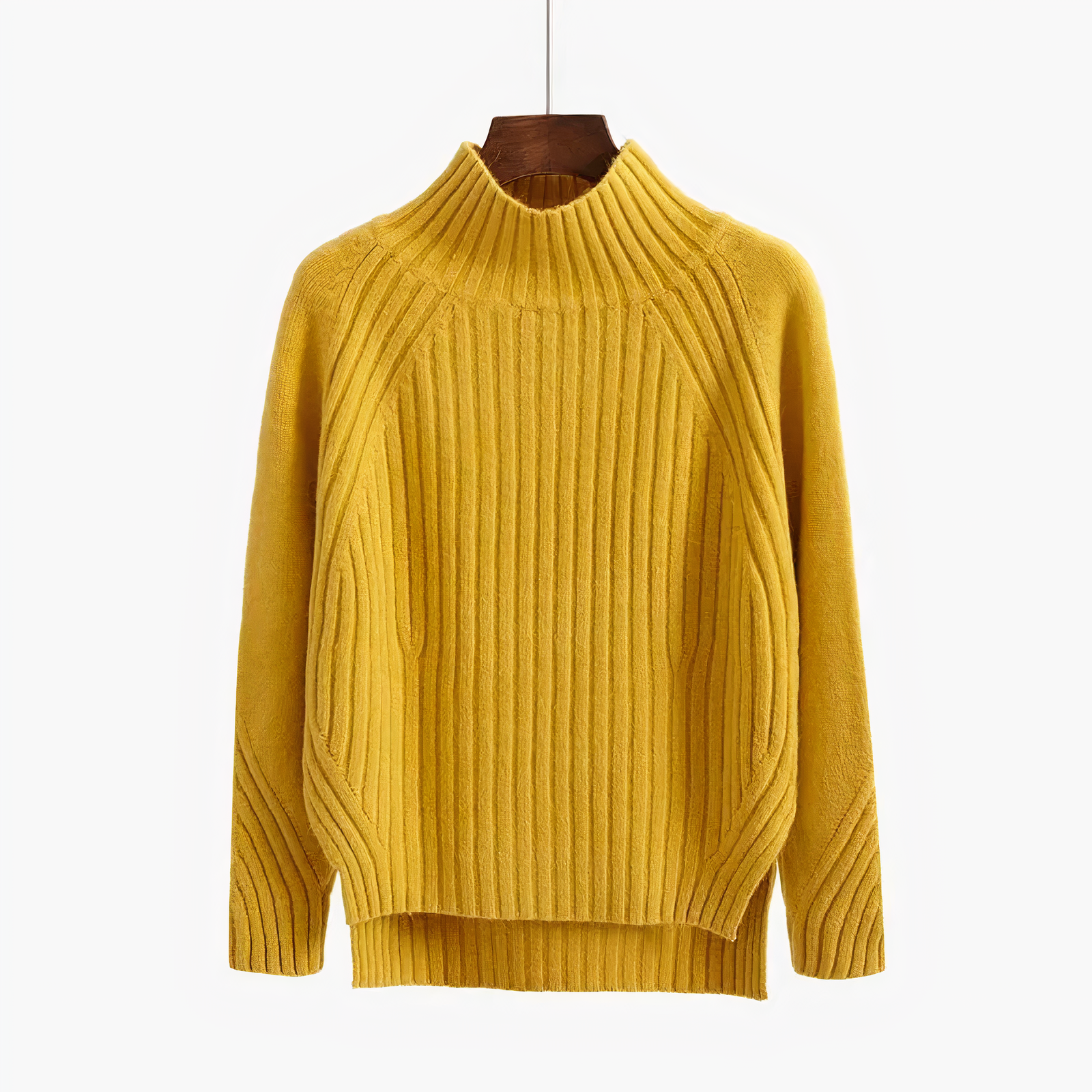 Maeve soft knit sweater for women with a high collar and a fitted silhouette.