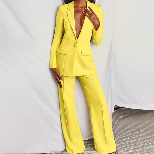 Noelle women’s casual blazer and pants set with tailored blazer and fluid pants, versatile and elegant