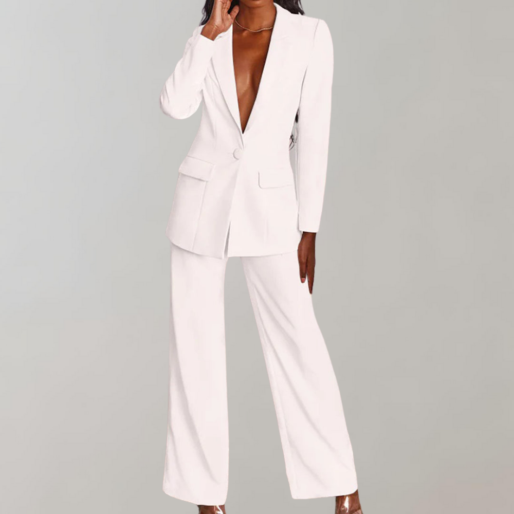 Gretel women’s elegant two-piece set with tailored blazer and pants for professional and evening looks