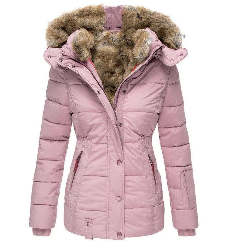 Christina women's lined coat with a long, refined silhouette and a convertible hood.