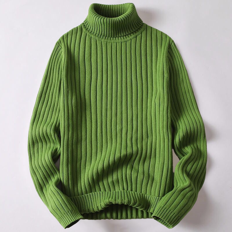Mateo men’s ribbed turtleneck sweater with structured silhouette, polished winter style