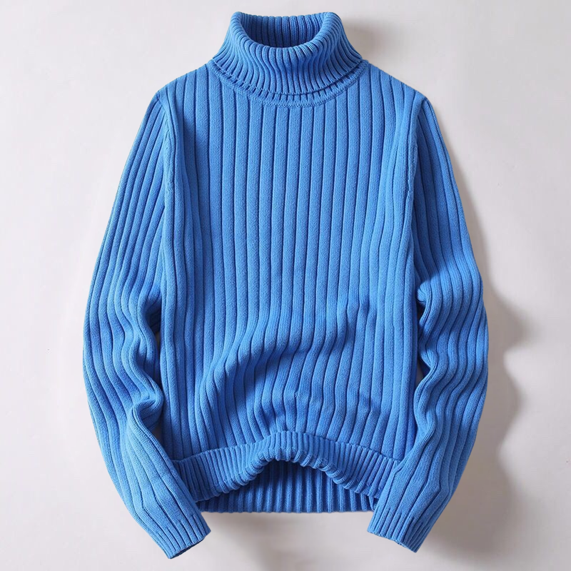 Mateo men’s ribbed turtleneck sweater with structured silhouette, polished winter style