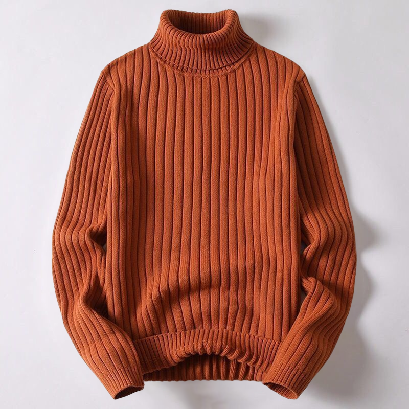 Mateo men’s ribbed turtleneck sweater with structured silhouette, polished winter style