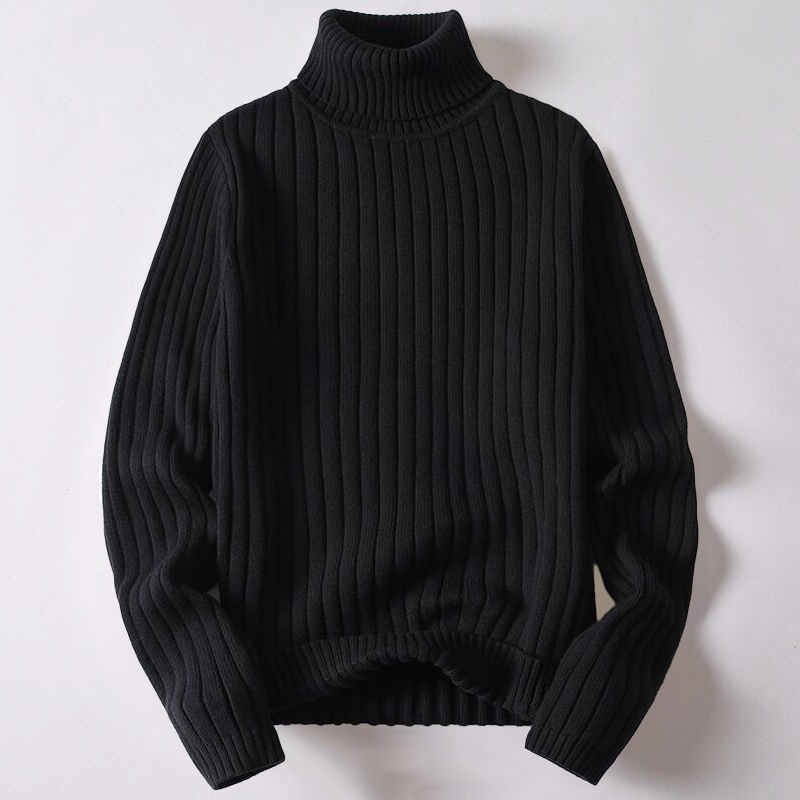 Mateo men’s ribbed turtleneck sweater with structured silhouette, polished winter style