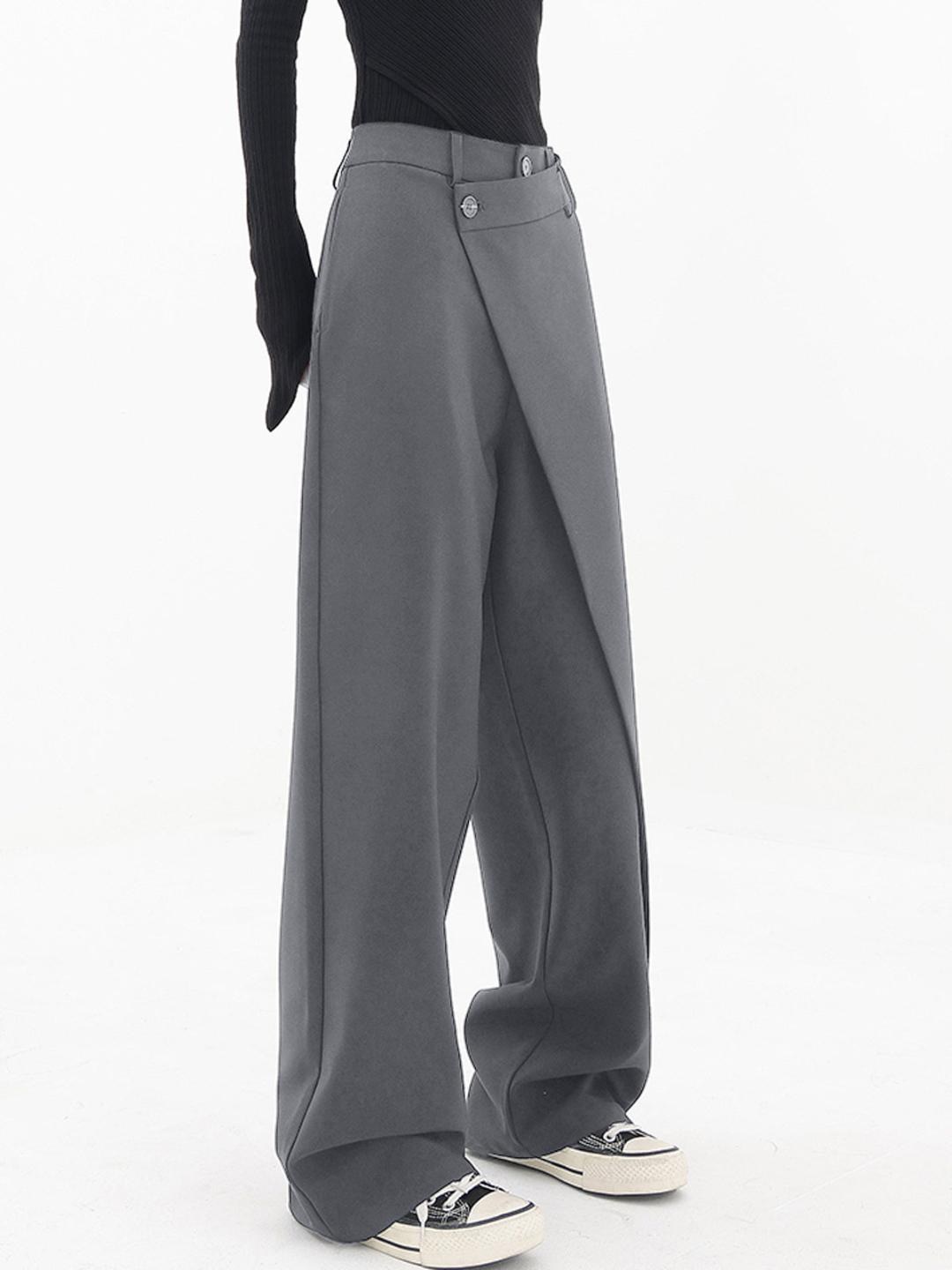 Women’s wide-leg crossed front trousers in breathable fabric – Maribel