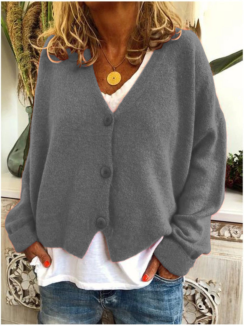 Livia women’s cropped knit sweater with button-front design and tailored silhouette, elegant and versatile