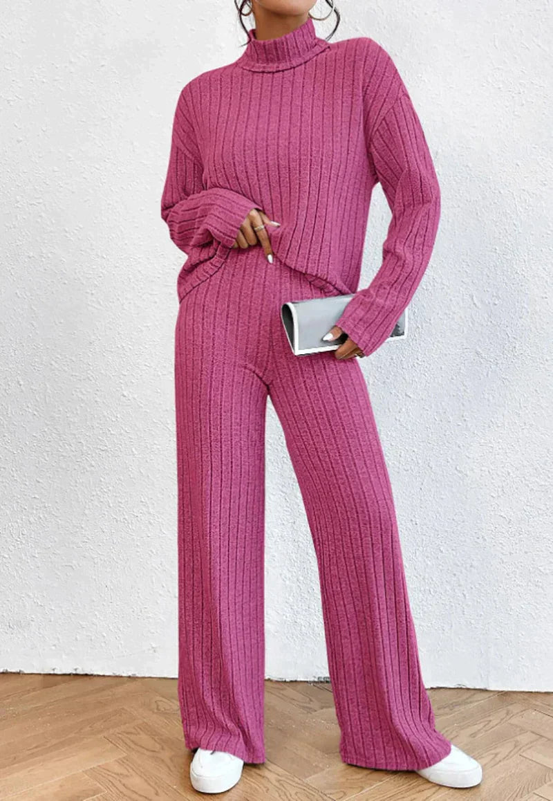 Leia women’s two-piece set with turtleneck sweater and pants for chic casual style