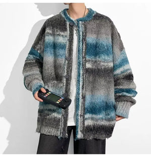 Lucian men’s patchwork knit sweater with contrasting panels and relaxed fit, casual yet distinctive style