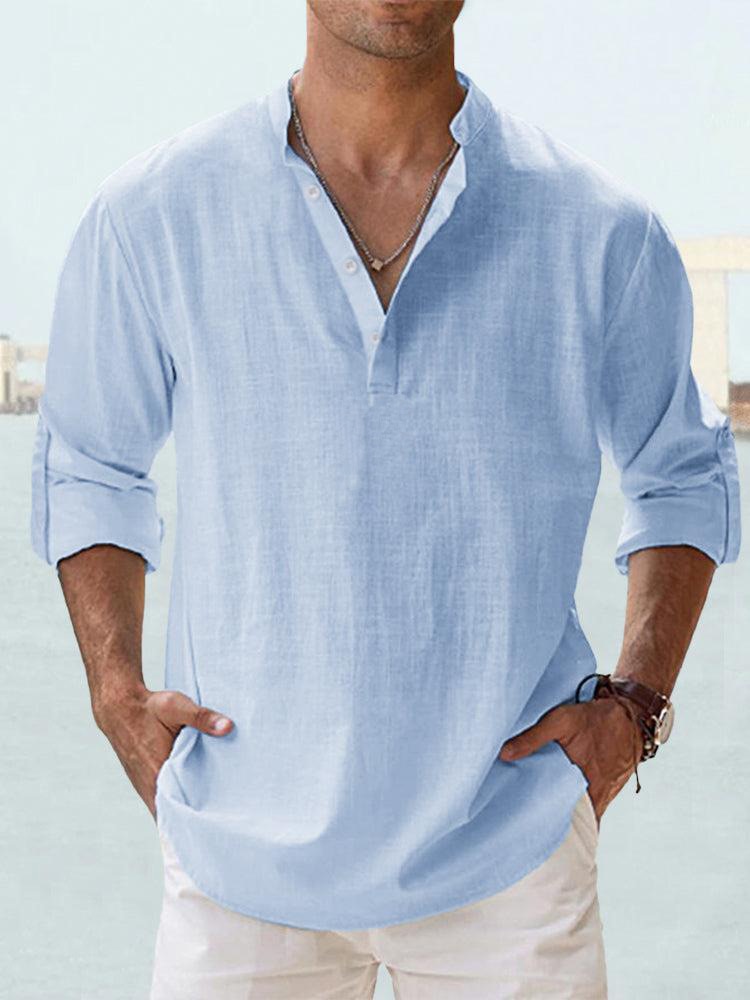 Logan elegant men's shirt with a flowy, tailored cut and a classic collar.