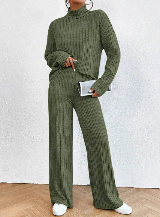 Leia women’s two-piece set with turtleneck sweater and pants for chic casual style