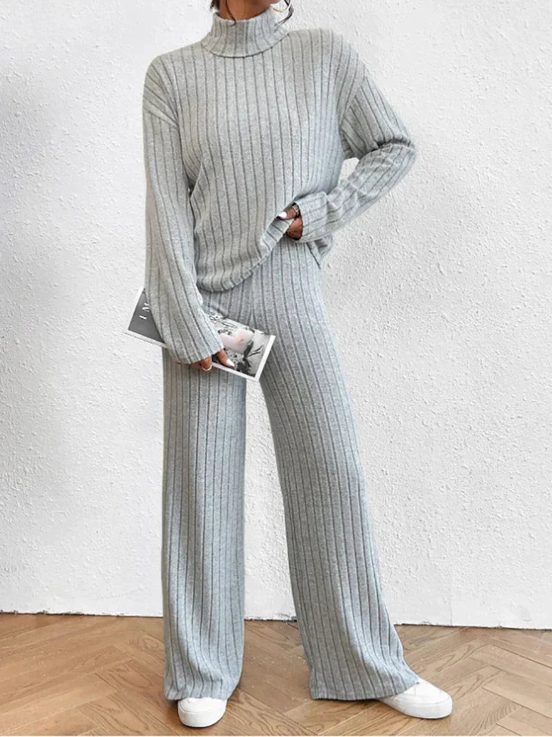 Leia women’s two-piece set with turtleneck sweater and pants for chic casual style