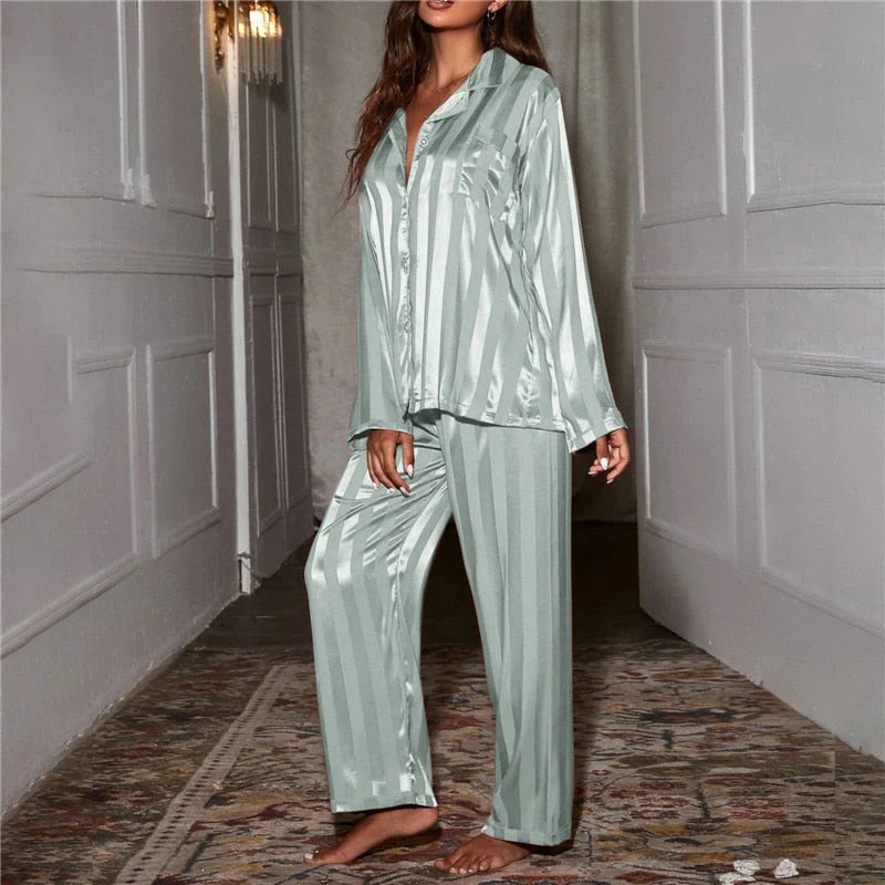 Elara women’s pajama set with relaxed fit and polished design, ideal for home comfort