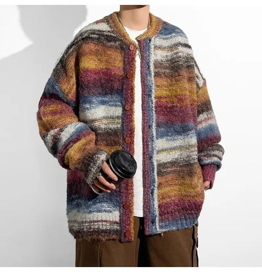 Lucian men’s patchwork knit sweater with contrasting panels and relaxed fit, casual yet distinctive style