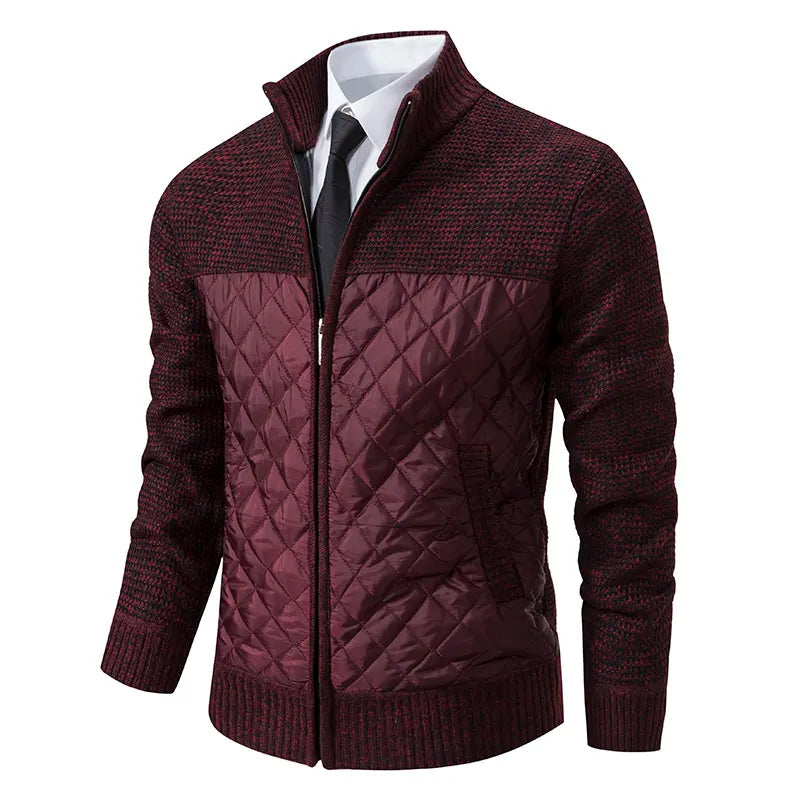 Men’s knit pullover with zip and side pockets – grey.