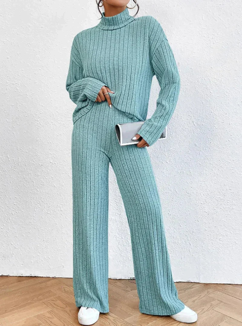 Leia women’s two-piece set with turtleneck sweater and pants for chic casual style