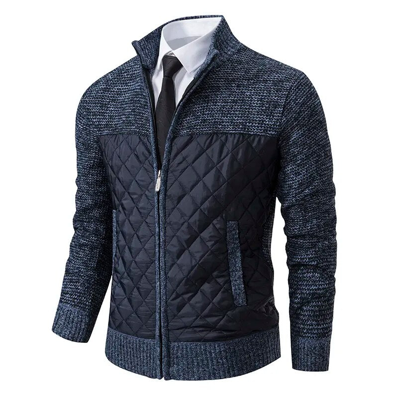 Men’s knit pullover with zip and side pockets – grey.