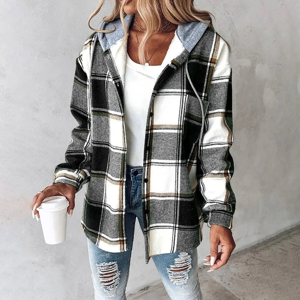 Women’s oversized textured knit cardigan with hood – long casual style