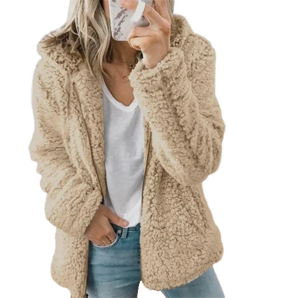 Jade women’s casual fleece jacket with relaxed fit and zip front, versatile and cozy style