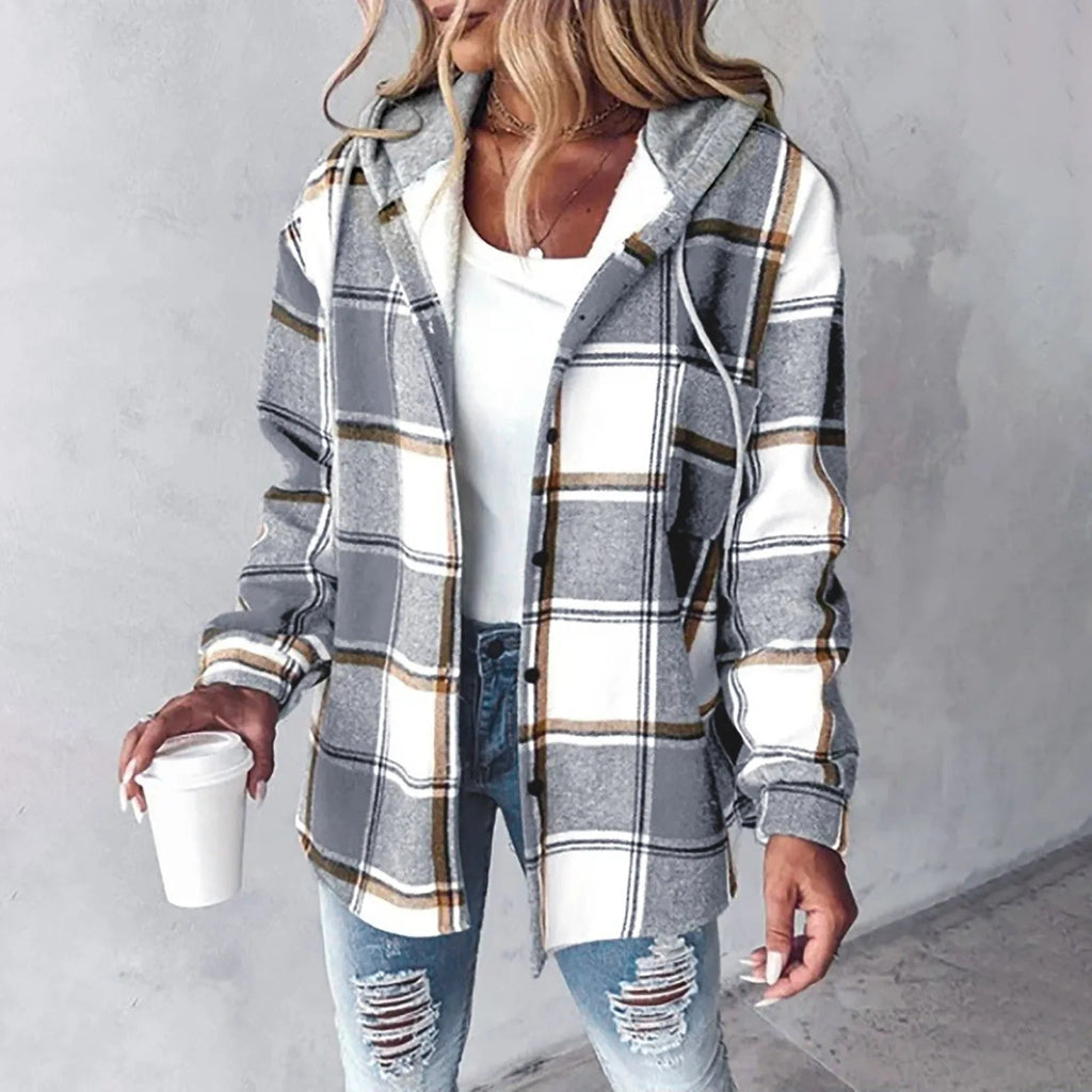 Women’s oversized textured knit cardigan with hood – long casual style